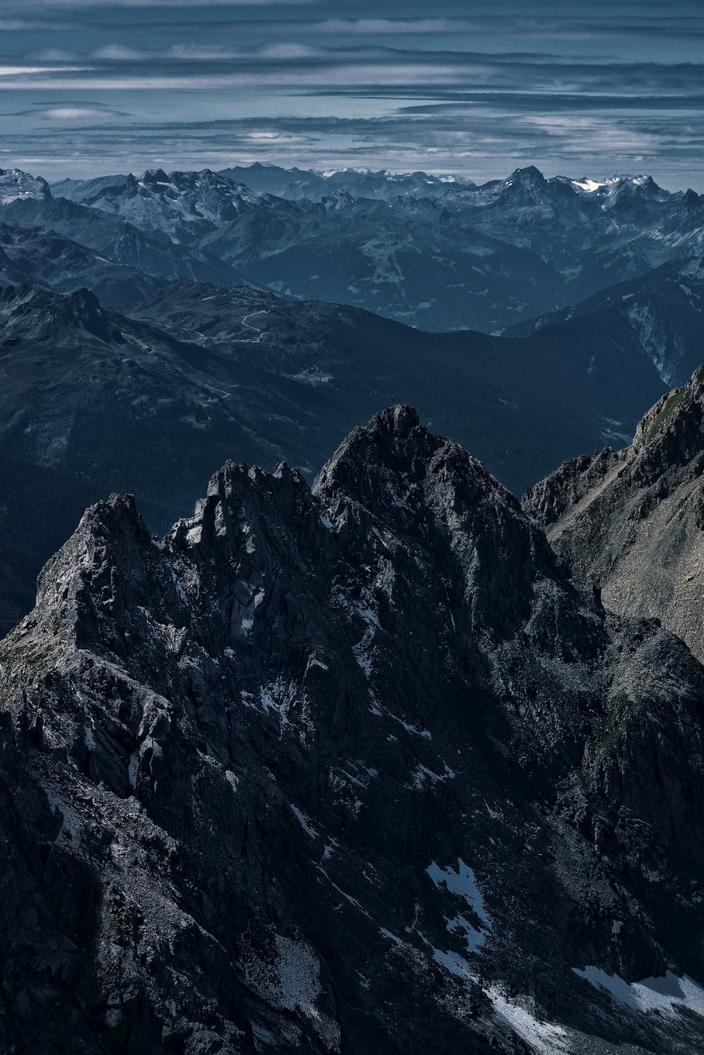 View to switzerland and italy on top of valluga