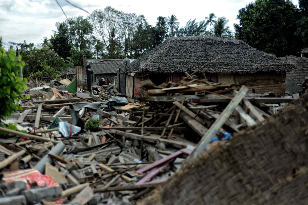 Destroyed Houses. Tens of thousands lost their homes after earthquake hit northern lombok with a magnitude of seven