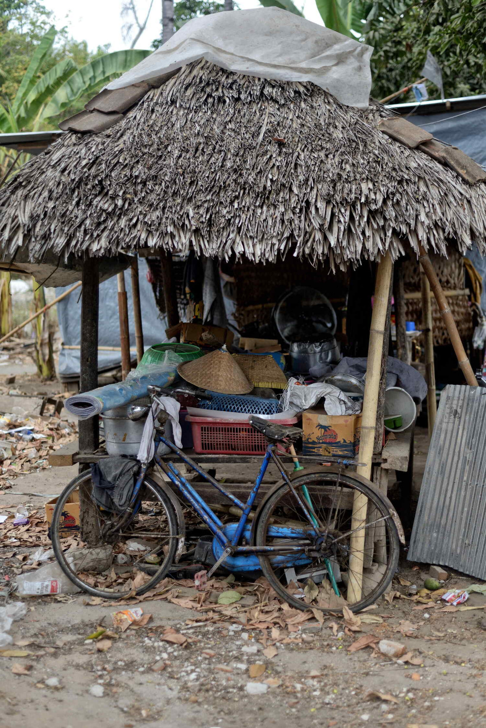 Necessity driven dwellings are all what is left after the earthquake hit lombok