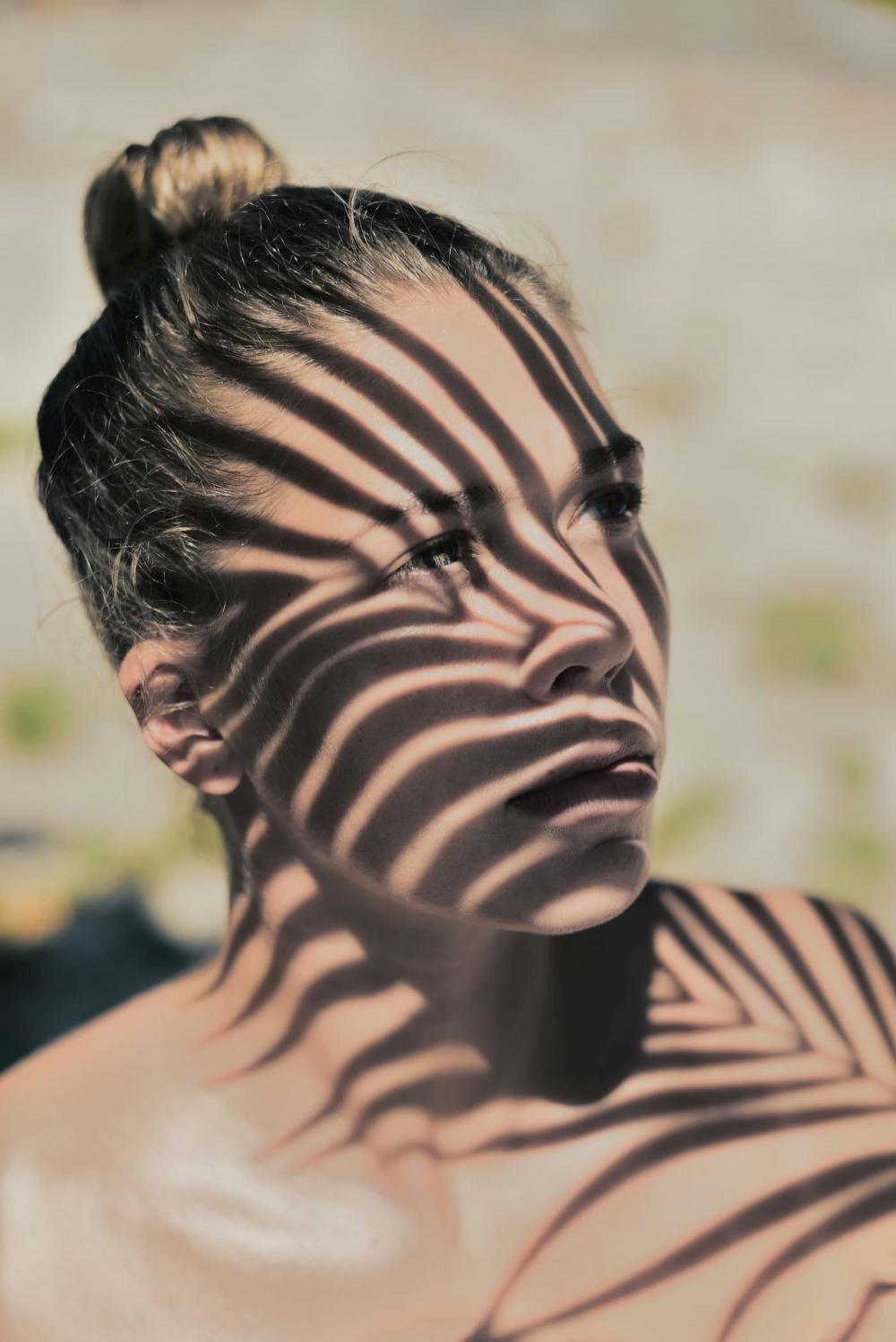 Portrait Picture with shadow of a leave