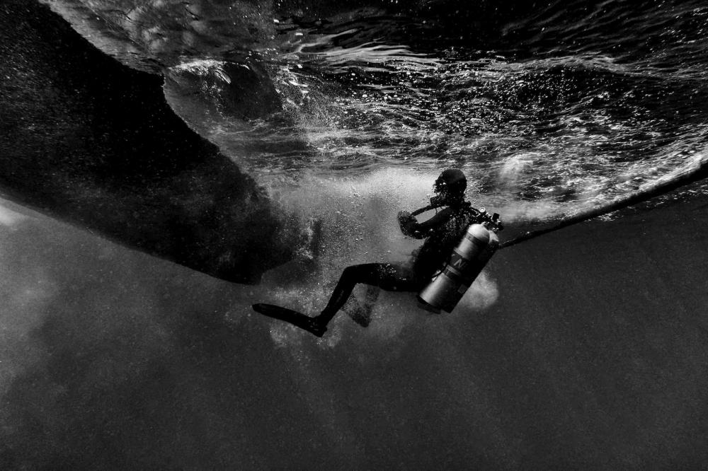 Negative entry. Technical Diving